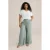 WE Fashion Curve linnen wide leg high waist casual broek lichtgroen