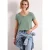 Street One Dames Basic Shirt met V-hals in effen kleur in Groen