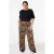 Zizzi straight high waist broek met panterprint bruin