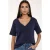 V-hals Effen Regular Fit Katoenen T-Shirt