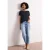 Street One Dames Shirt met korte mouwen en boothals in Blauw