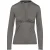 Donkergrijze kasjmierblend Lange Mouwen Faux Wrap Top in Stretch Jersey Duurzame Stof