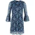 Ganni jurk met kanten mouwen en bloemenprint in blauw polyester