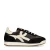 Manfield – Dames – Zwarte leren sneakers met off white details –