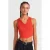 Dames Geribde Cropped Blouse Met Knopen