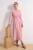 Roze platte maxi-jurk voor dames, lange casual/dagelijkse A-lijn jurk met hijab