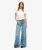 Jeans met Uitlopende Pijpen en Onafgewerkte Zoom Blauw