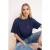 TRENDYOLMİLLA Dames Donkerblauw Geborduurd Kort Oversized T-shirts