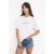 TRENDYOLMİLLA Dames Ecru Grafisch Kort Oversized T-shirts