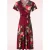 Topvintage exclusive ~ Irene floral overslag swing jurk in wijnrood