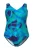 Ulla Popken Badpak ‘Alice’  blauw / navy / turquoise / aqua