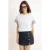 TRENDYOLMİLLA Dames Wit Colorblock Kort Relaxed fit T-shirts