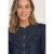 Denimblouse met lange mouwen en ruches