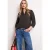 Street One Dames Blouse met gespleten hals van linnenmix in Bruin