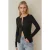 Ronde Hals Knopen-Voorkant Geribbelde Brei Lange Mouw Cardigan Top