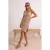 TRENDYOLMİLLA Dames Beige Ajour Mini Mouwloos Strandkleding Bodycon Strandjurken