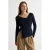 TRENDYOLMİLLA Dames Donkerblauw Effen Lang, Getailleerd Truien