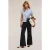 Motivi Wide Leg Linen Blend Trousers Blue