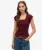 Essential T-shirt met Vierkante Hals Slanke Pasvorm Paars