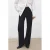 Mango straight regular waist broek met krijtstreep donkerblauw