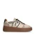 Manfield – Dames – Beige leren sneakers met gouden details –