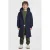 Anytime gewatteerde midi jas met capuchon donkerblauw