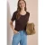 Cecil Dames Basic Shirt met ronde hals in effen kleur in Bruin