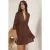 TRENDYOLMİLLA Dames Bruin Effen Extra Kort / Super Mini Driekwart mouw Strandkleding A-lijn Strandjurken