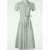 Revers Striped linnen midi jurk in olijfgroen