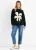 Zwarte gebreide oversized trui met bloemenprint