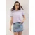 TRENDYOLMİLLA Dames Paars Effen Kort Regular fit T-shirts
