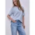 Street One Dames Shirt met korte mouwen en structuurmix in Blauw