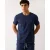 Heren Stretch-Katoenen Loungewear T-Shirt in Donkerblauw