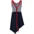 Gestreept lijfje, asymmetrische midi-jurk met vetersluiting.