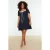 Trendyol Curve Dames Donkerblauw Effen Kort / Mini Kort Casual A-lijn Grote maten Jurk