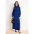 Marineblauwe platte maxi-jurk voor dames, lange casual/dagelijkse A-lijn jurk met hijab