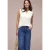 Street One Dames Blousetop met gespleten hals en shiffley-details in Wit