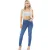 Dames Skinny Fit Stretch Hoge Taille Denim Jeans Blauw
