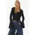 Rimpelende V-hals Elastische Gebreide Blouse