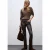 Street One Dames Slim Fit gecoate broek in Bruin