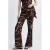 Mango wide leg regular waist broek bruin