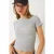 Geribde Crop Top T-shirt met Rimpelrand Detail