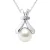 Halsketting Sieraden Diamant 0,01Cts Wit Goud en Echte Gecultiveerde Zoetwater Pareloester 6-7 mm