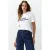 TRENDYOLMİLLA Dames Wit Slogan Kort Relaxed fit T-shirts