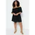 Trendyol Curve Dames Zwart Effen Kort / Mini Kort Casual Skater Grote maten Jurk