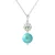 Ketting stropdas parel turquoise zoetwatercultuur en kristallen preciosa zilver 925