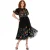 Maya Deluxe Midi-jurk voor dames met bloemenprint, ronde hals en pofmouwen (Zwart)