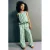 Mango Kids gestreepte broek met ruches – lichtgroen