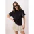 TRENDYOLMİLLA Dames Zwart Geborduurd Kort Oversized T-shirts