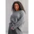 Yest Curve Plus Size gebreide kabeltrui met wol – grijs